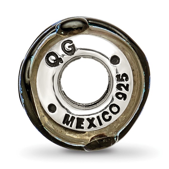 Sterling Silver Reflections Green Dichroic Glass Bead