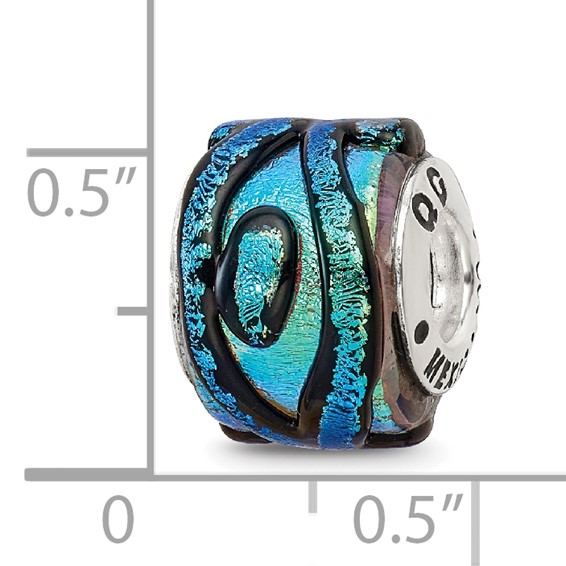 Sterling Silver Reflections Green Dichroic Glass Bead