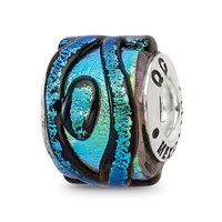 Sterling Silver Reflections Green Dichroic Glass Bead view 1