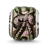 Sterling Silver Reflections Pink Dichroic Glass Bead view 3