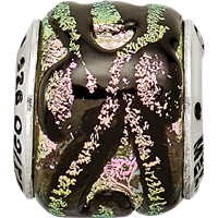 Sterling Silver Reflections Pink Dichroic Glass Bead view 4