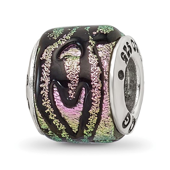 Sterling Silver Reflections Pink Dichroic Glass Bead