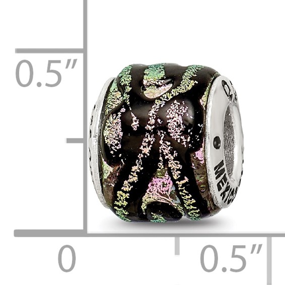 Sterling Silver Reflections Pink Dichroic Glass Bead