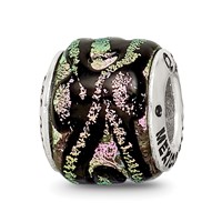 Sterling Silver Reflections Pink Dichroic Glass Bead view 1