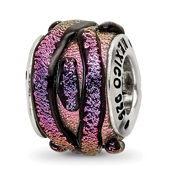 Sterling Silver Reflections Purple Dichroic Glass Bead