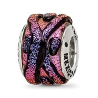 Sterling Silver Reflections Purple Dichroic Glass Bead view 1