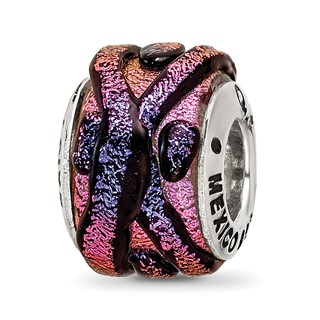Sterling Silver Reflections Purple Dichroic Glass Bead