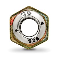 Sterling Silver Reflections Orange Dichroic Glass Bead view 2