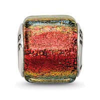 Sterling Silver Reflections Orange Dichroic Glass Bead view 3