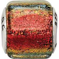 Sterling Silver Reflections Orange Dichroic Glass Bead view 4