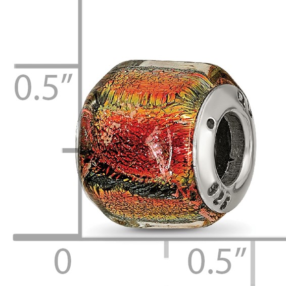 Sterling Silver Reflections Orange Dichroic Glass Bead