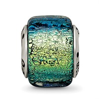 Sterling Silver Reflections Yellow Dichroic Glass Bead view 3