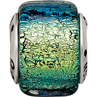 Sterling Silver Reflections Yellow Dichroic Glass Bead view 4