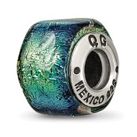Sterling Silver Reflections Yellow Dichroic Glass Bead view 1
