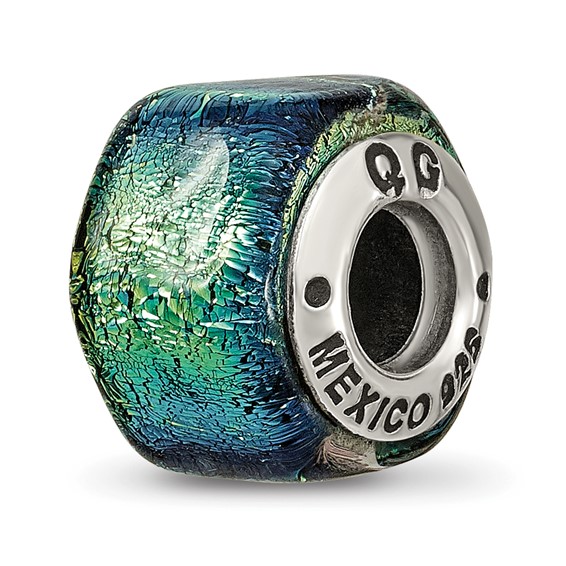 Sterling Silver Reflections Yellow Dichroic Glass Bead