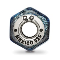 Sterling Silver Reflections Blue Dichroic Glass Bead view 2
