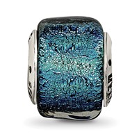 Sterling Silver Reflections Blue Dichroic Glass Bead view 3