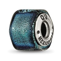 Sterling Silver Reflections Blue Dichroic Glass Bead view 1