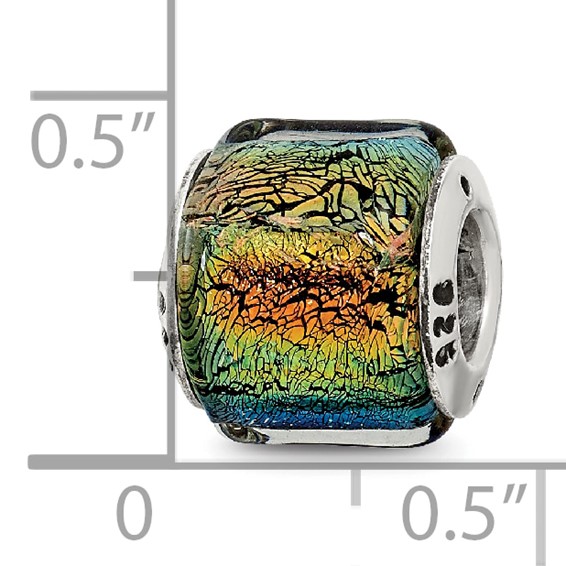 Sterling Silver Reflections Rainbow Dichroic Glass Bead