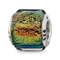 Sterling Silver Reflections Rainbow Dichroic Glass Bead view 1