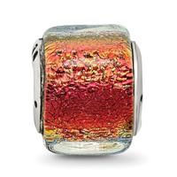 Sterling Silver Reflections Orange Dichroic Glass Square Bead view 3