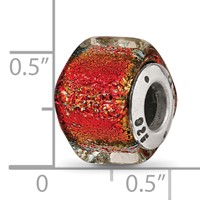 Sterling Silver Reflections Orange Dichroic Glass Square Bead view 5