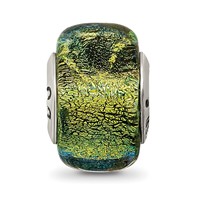 Sterling Silver Reflections Yellow Dichroic Glass Square Bead view 3