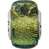 Sterling Silver Reflections Yellow Dichroic Glass Square Bead view 4