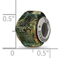 Sterling Silver Reflections Yellow Dichroic Glass Square Bead view 5