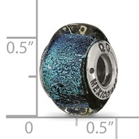 Sterling Silver Reflections Blue Dichroic Glass Square Bead view 5