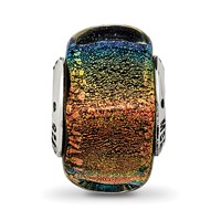 Sterling Silver Reflections Rainbow Dichroic Glass Square Bead view 3