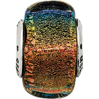 Sterling Silver Reflections Rainbow Dichroic Glass Square Bead view 4
