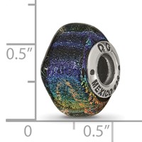 Sterling Silver Reflections Rainbow Dichroic Glass Square Bead view 5