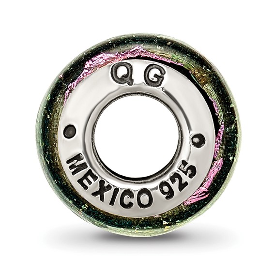 Sterling Silver Reflections Purple Dichroic Glass Barrel Bead