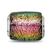 Sterling Silver Reflections Purple Dichroic Glass Barrel Bead view 3