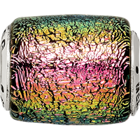 Sterling Silver Reflections Purple Dichroic Glass Barrel Bead view 4