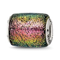 Sterling Silver Reflections Purple Dichroic Glass Barrel Bead view 1