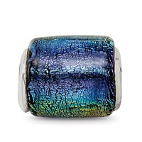 Sterling Silver Reflections Rainbow Dichroic Glass Barrel Bead view 3