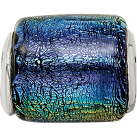 Sterling Silver Reflections Rainbow Dichroic Glass Barrel Bead view 4