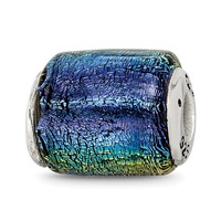 Sterling Silver Reflections Rainbow Dichroic Glass Barrel Bead view 1