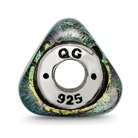 Sterling Silver Reflections Yellow Dichroic Glass Triangle Bead view 2