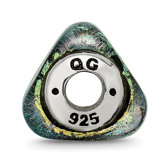 Sterling Silver Reflections Yellow Dichroic Glass Triangle Bead