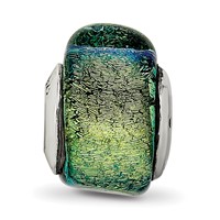 Sterling Silver Reflections Yellow Dichroic Glass Triangle Bead view 5