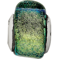 Sterling Silver Reflections Yellow Dichroic Glass Triangle Bead view 3