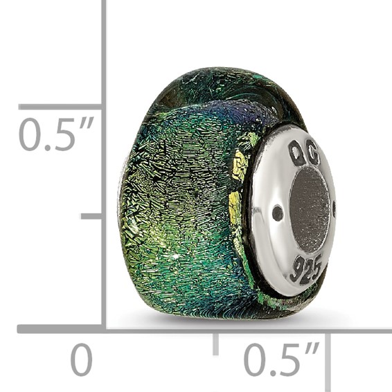 Sterling Silver Reflections Yellow Dichroic Glass Triangle Bead