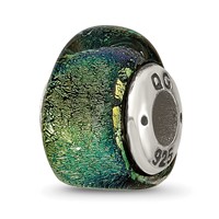 Sterling Silver Reflections Yellow Dichroic Glass Triangle Bead view 1
