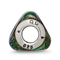 Sterling Silver Reflections Green Dichroic Glass Triangle Bead view 2