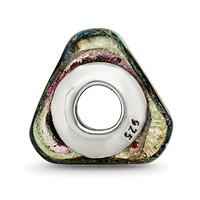 Sterling Silver Reflections Rainbow Dichroic Glass Triangle Bead view 2