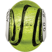 Sterling Silver Reflections Green Black Italian Murano Bead view 4