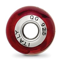 Sterling Silver Reflections Red Black Italian Murano Bead view 2